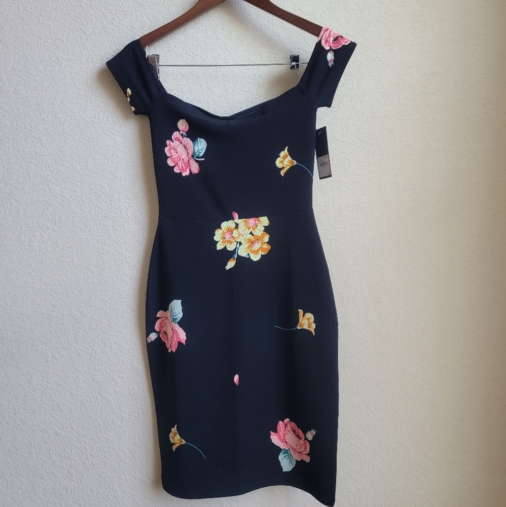 Nwt Nordstrom Floral Cocktail Dress Black